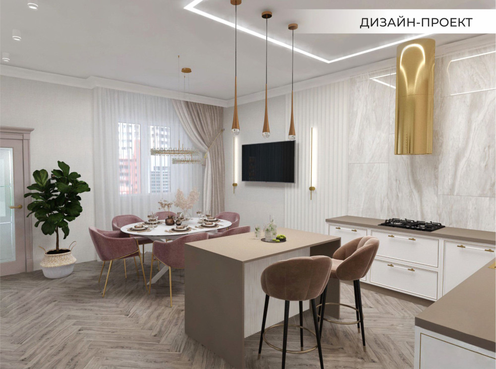 ИЗЫСКАННАЯ КУХНЯ В НЕЖНЫХ ТОНАХ